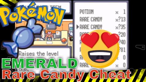 Pokemon Emerald Rare Candy GameShark Cheat Codes for GBA.